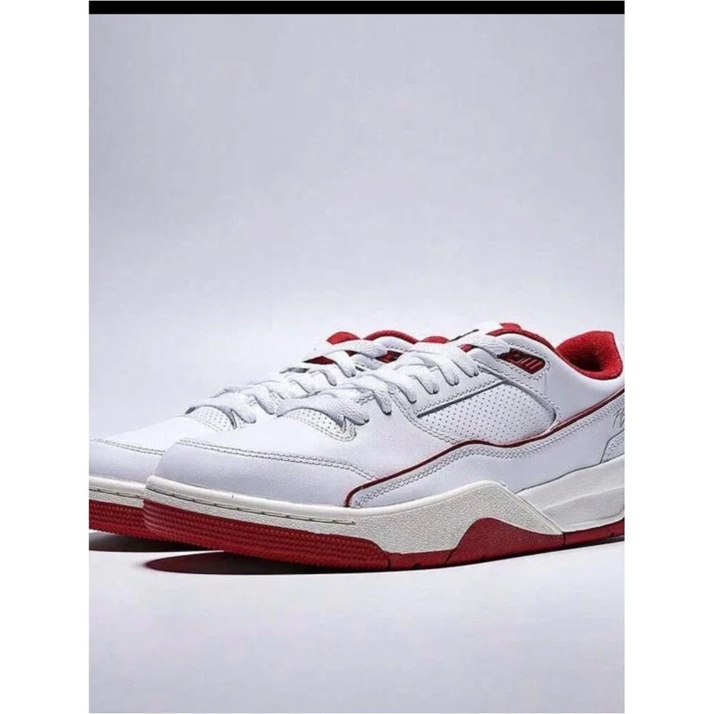 Jordan Men's White and Red Athletic Sneakers